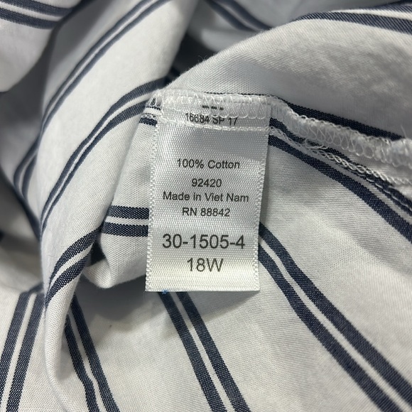 Women’s Coastal Nautical Striped Crisp 100% Cotton Button Down LS Shirt Blouse - Picture 8 of 8